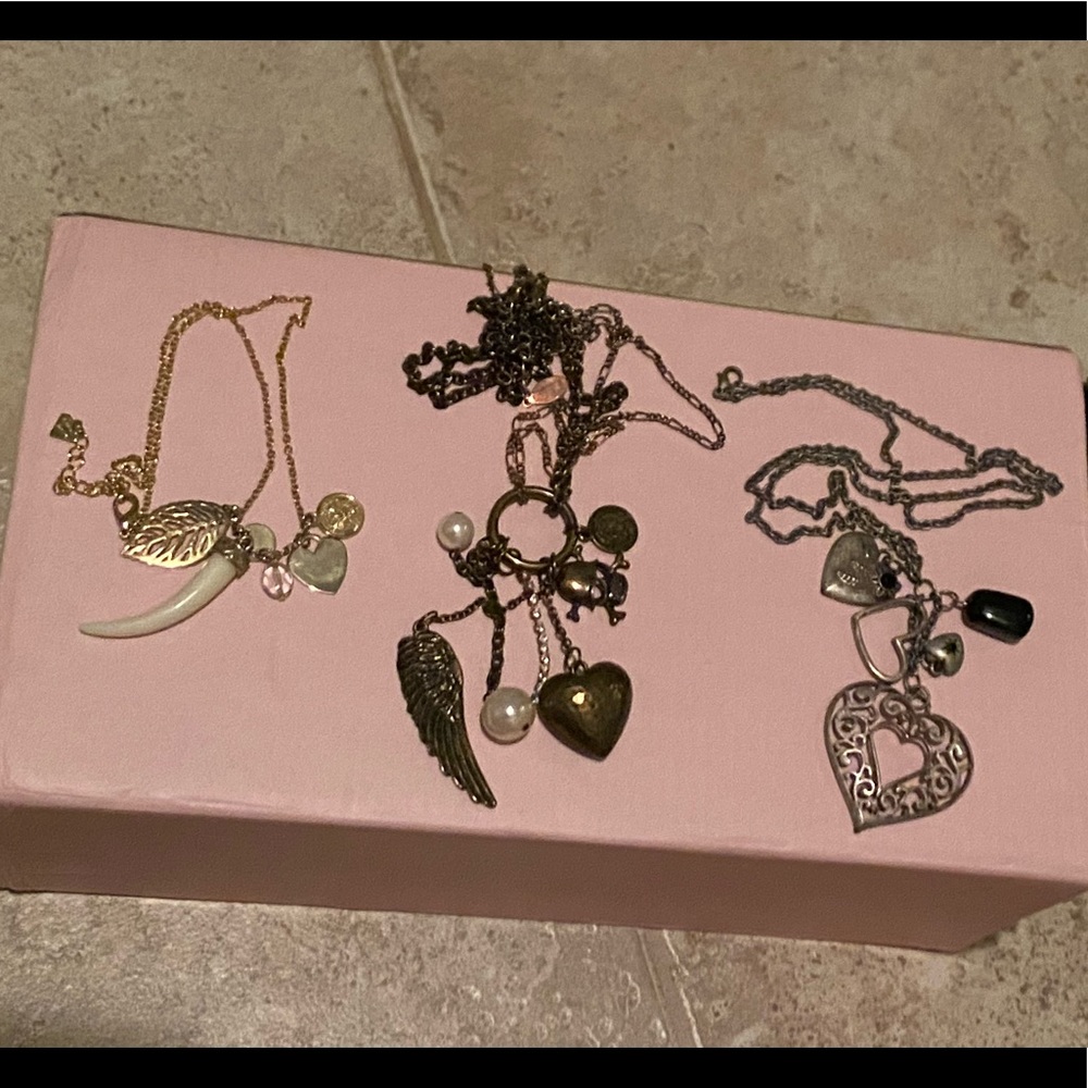 Three unique, Y2K necklaces with various charms, adjustable length